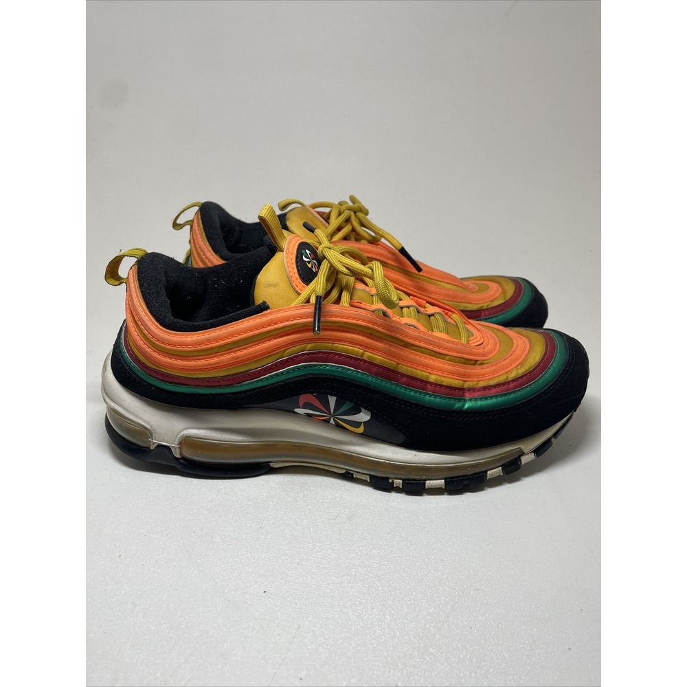 Nike CK9399 001 Mens Air Max 97 Sunburst Orange Green Black Running Shoes Sz 8.5